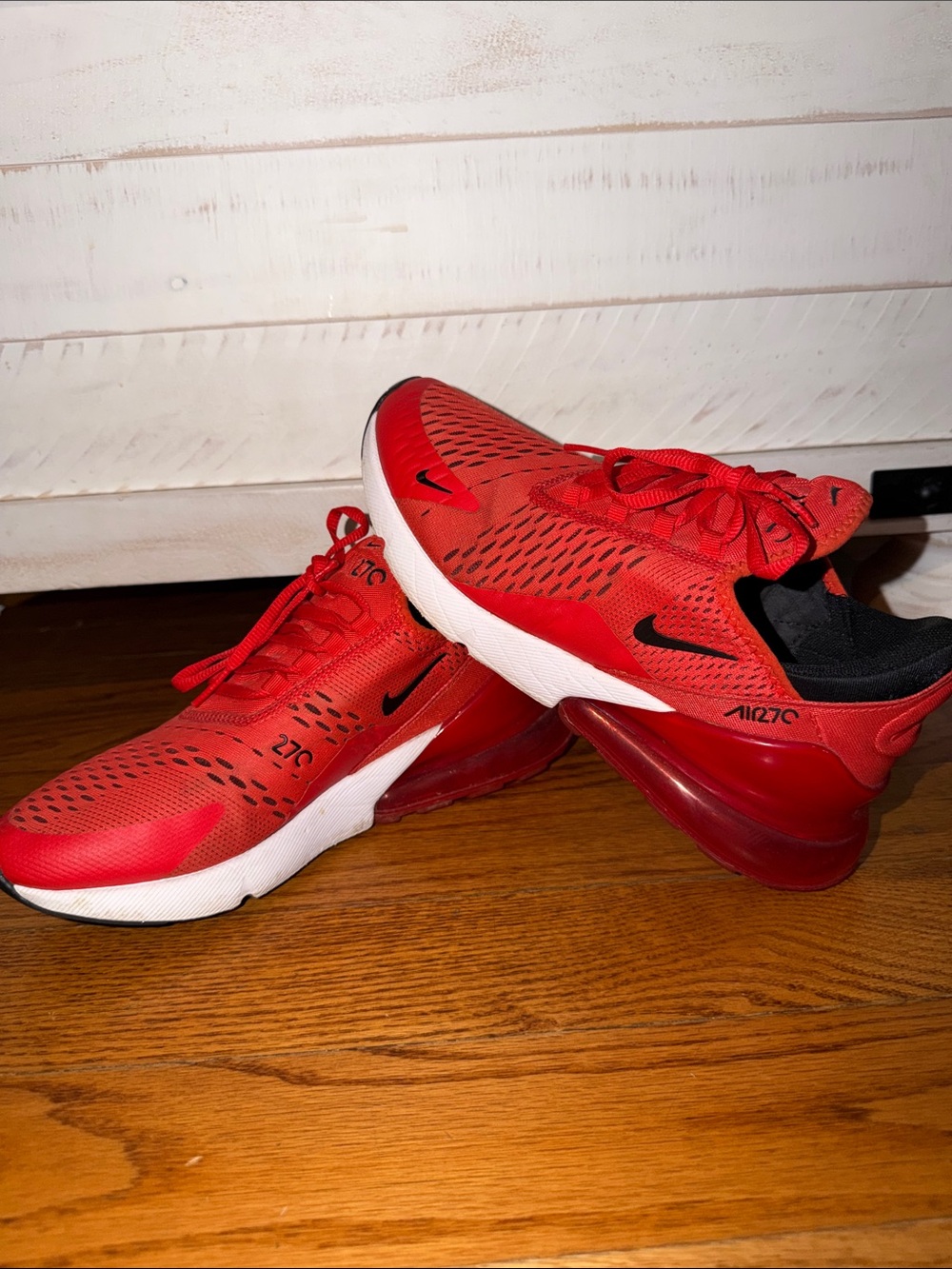 Nike Red and White Air 270-Style Sneakers